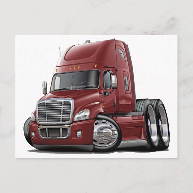 Freightliner Cascadia Maroon Truck Postcard (Front)