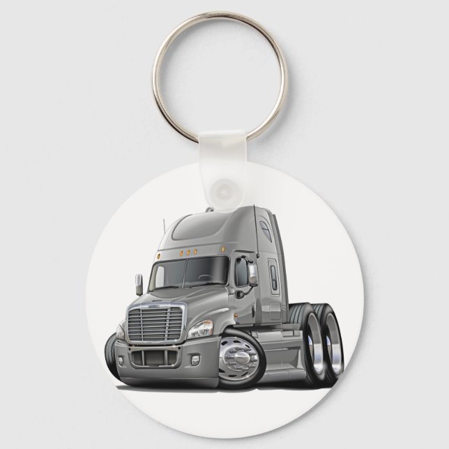 Freightliner Cascadia Silver Truck Key Ring (Front)