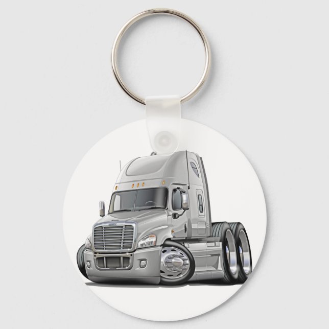 Freightliner Cascadia White Truck Key Ring (Front)