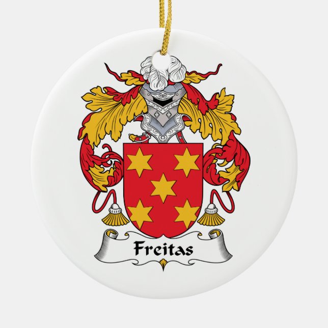 Freitas Family Crest Ceramic Tree Decoration (Front)