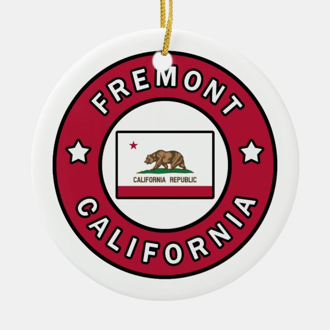 Fremont California Ceramic Tree Decoration (Front)