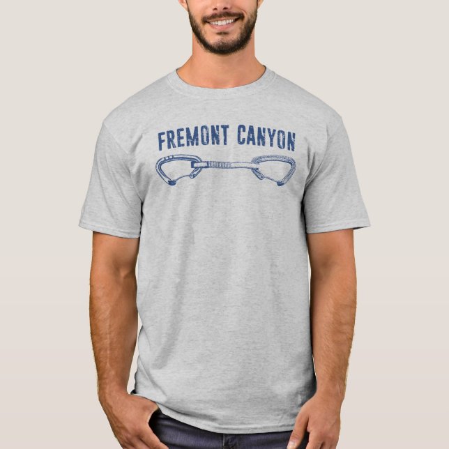 Fremont Canyon Wyoming Rock Climbing Quickdraw T-Shirt (Front)