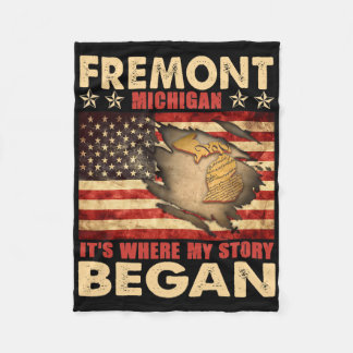 Fremont Michigan Usa Flag 4th Of July Fleece Blanket
