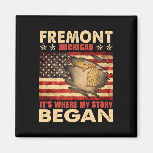 Fremont Michigan Usa Flag 4th Of July Magnet