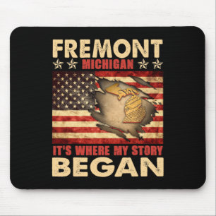 Fremont Michigan Usa Flag 4th Of July Mouse Pad