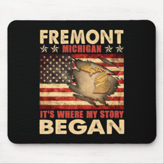 Fremont Michigan Usa Flag 4th Of July Mouse Pad