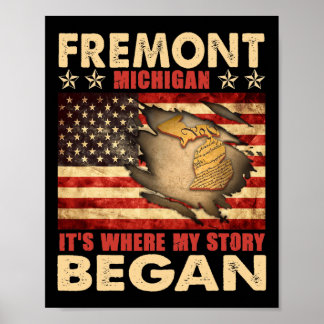 Fremont Michigan Usa Flag 4th Of July  Poster