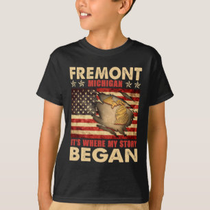 Fremont Michigan Usa Flag 4th Of July  T-Shirt