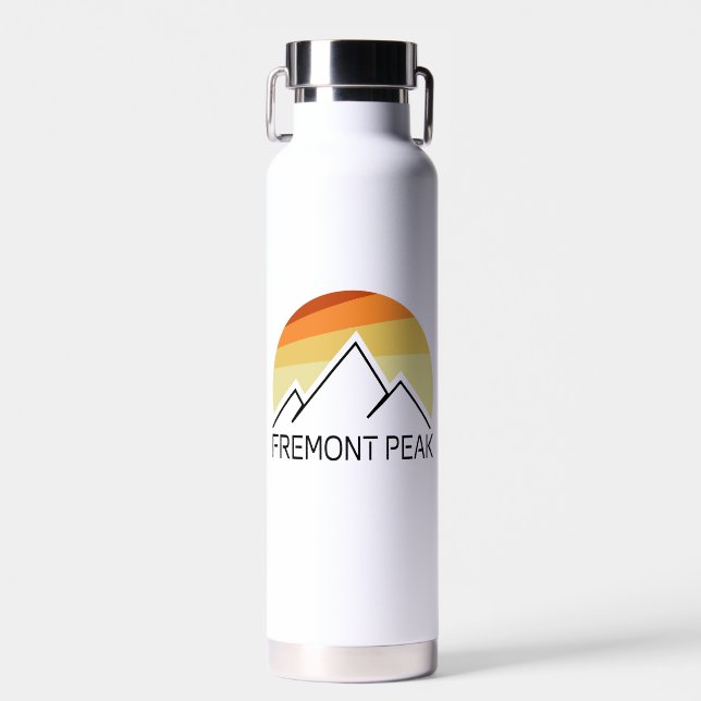 Fremont Peak Wyoming Retro Water Bottle (Front)