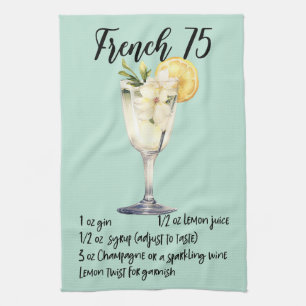 French 75 Cocktail Recipe Tea Towel