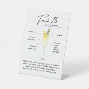 French 75 Drink Sign Drink Recipe Bar Sign