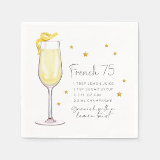 French 75 Recipe Cocktail Napkin