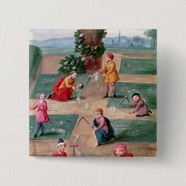 French alchemists seeking material gold 15 cm square badge (Front)