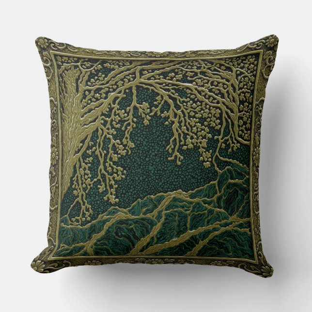 French Alps Gold Lemon Malachite  Cushion (Front)