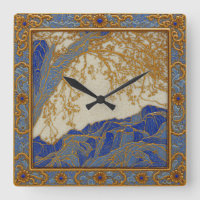 French Alps Gold Silver Lapis Colour Wall Clock