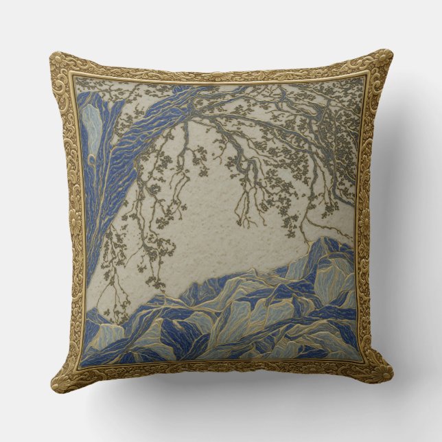 French Alps Gold  Silver + Lapis  Cushion (Back)