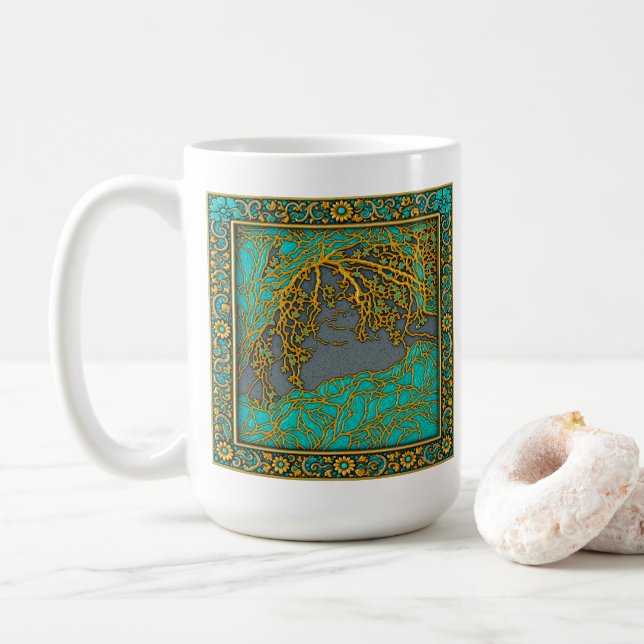 French Alps  Gold , Silver Turquoise   Coffee Mug (With Donut)