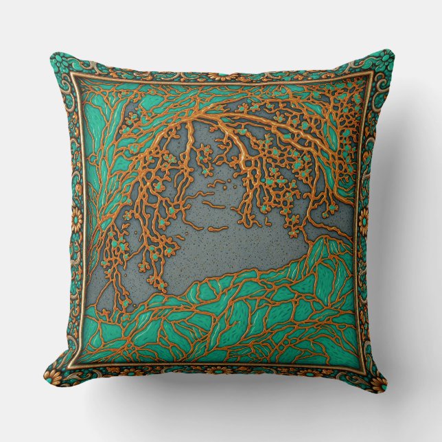 French Alps  Gold , Silver Turquoise   Cushion (Front)