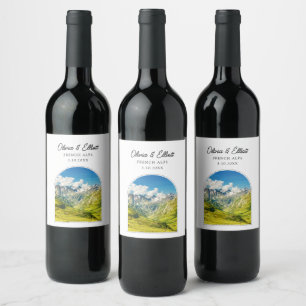 French Alps Wedding Wine Label