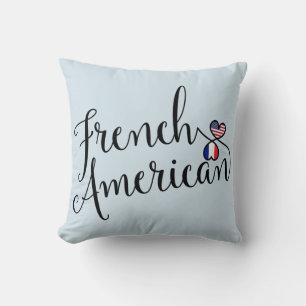 French American Entwined Hearts Throw Cushion