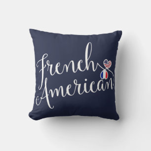 French American Entwined Hearts Throw Cushion