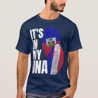 French And Haitian Mix DNA Heritage Flag Gift T-Shirt