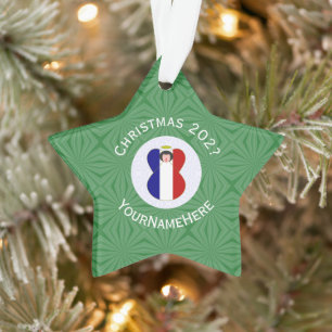 French Angel Christmas Flag Personalised Ornament