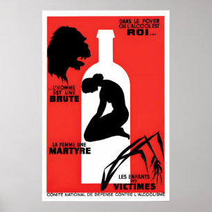 French Anti Alcohol Poster Vintage Kitchen Bar Art