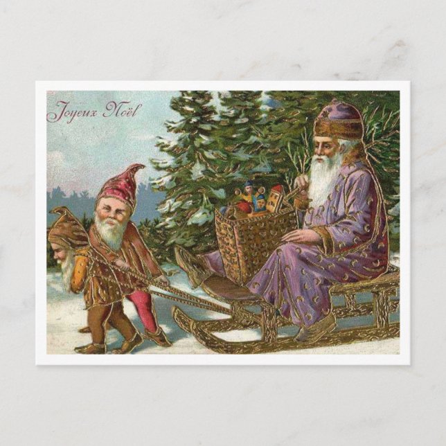 French Antique Joyeux Noel Christmas Santa Postcard (Front)