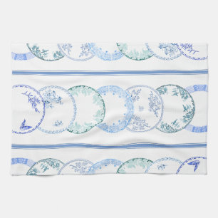 French Antique Plates BLUE Kitchen Towel