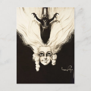 French Aristocrat Wig Hair Vintage Marionette Postcard