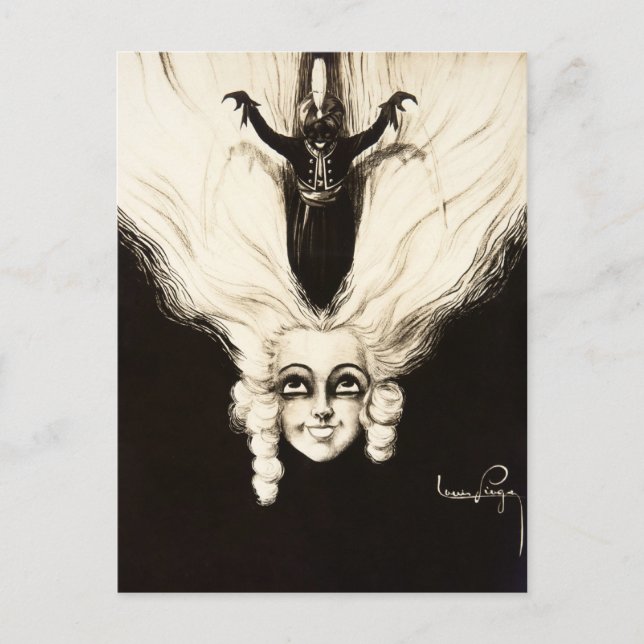 French Aristocrat Wig Hair Vintage Marionette Postcard (Front)