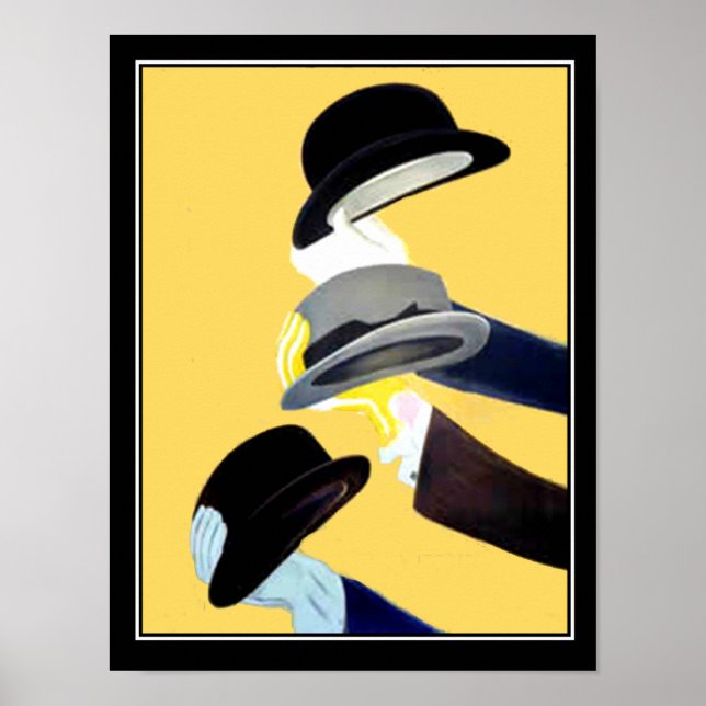 French Art Deco Vintage poster 3 Hats (Front)