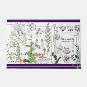 French Art Nouveau Flowers Ephemera Doormat