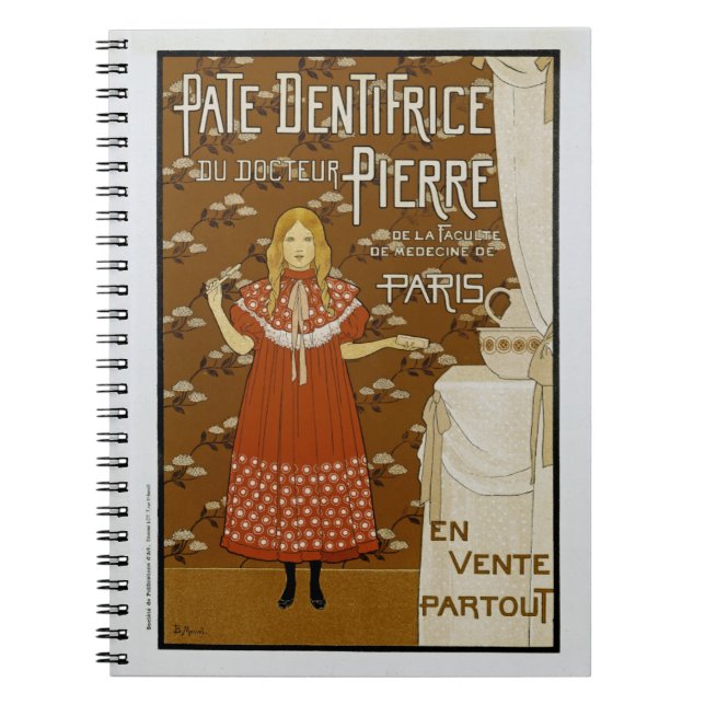 French Art Nouveau Toothpaste Ad Spiral Notebook (Front)