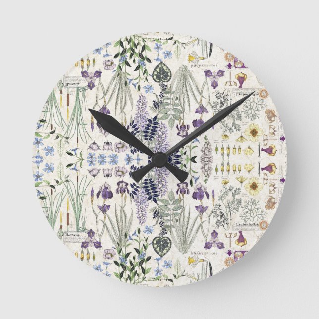French Art Nouveau Vintage Flowers Wall Clock (Front)