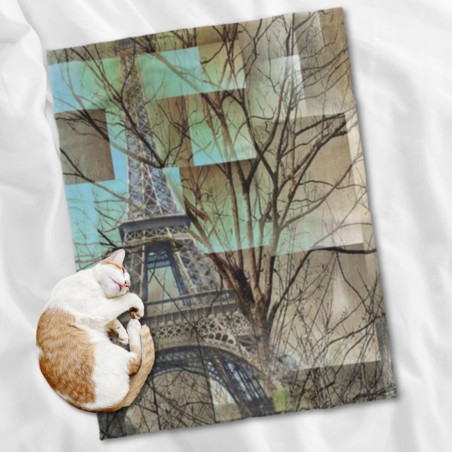 french autumn tree branch Paris eiffel tower Fleece Blanket (french autumn tree branch Paris eiffel tower Fleece Blanket)