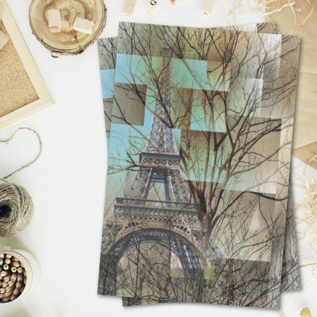 french autumn tree branch Paris eiffel tower Tissue Paper (french autumn tree branch Paris eiffel tower Tissue Paper)