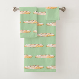 French baguette bread bath towel set