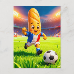 French baguette soccer player in stadium action postcard