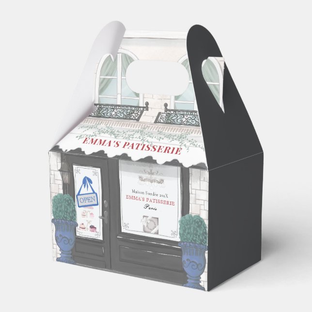 French Bakery Cafe Patisserie Black Favour Box (Front Side)