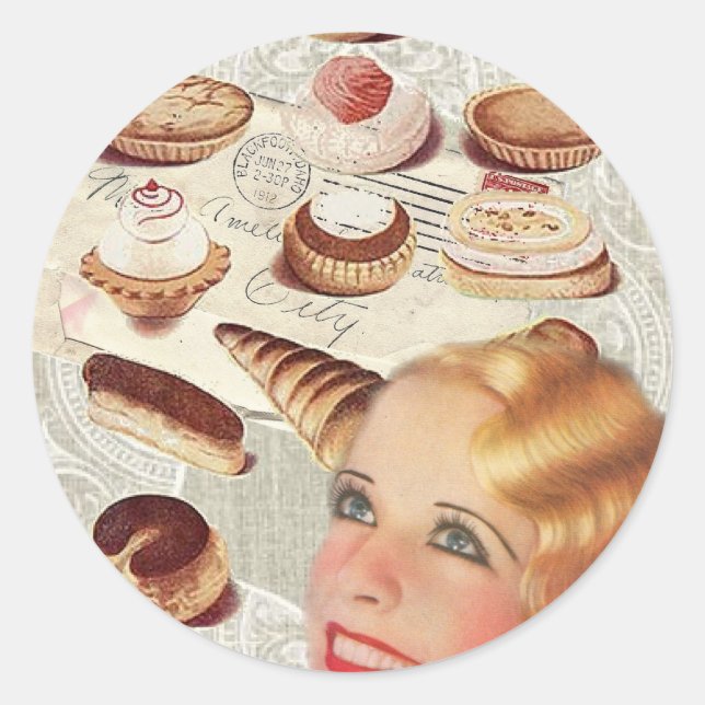french bakery cupcake pastry desserts classic round sticker (Front)