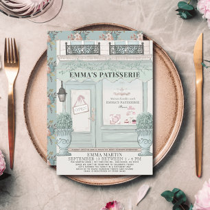 French Bakery Green Drive-by Baby Shower Invitation