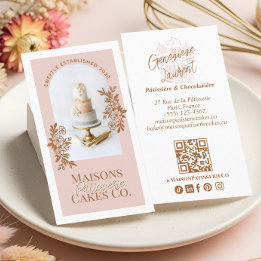 French Bakery Hand Drawn Cupcake Pastry Cake Photo Business Card