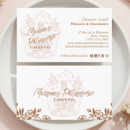 French Bakery Hand Drawn Cupcake Pastry Cake Photo Business Card