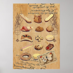 french bakery pastry cookies cake dessert poster