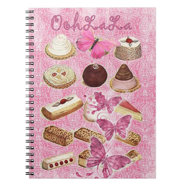 french bakery pastry cookies cake dessert spiral notebook (Front)