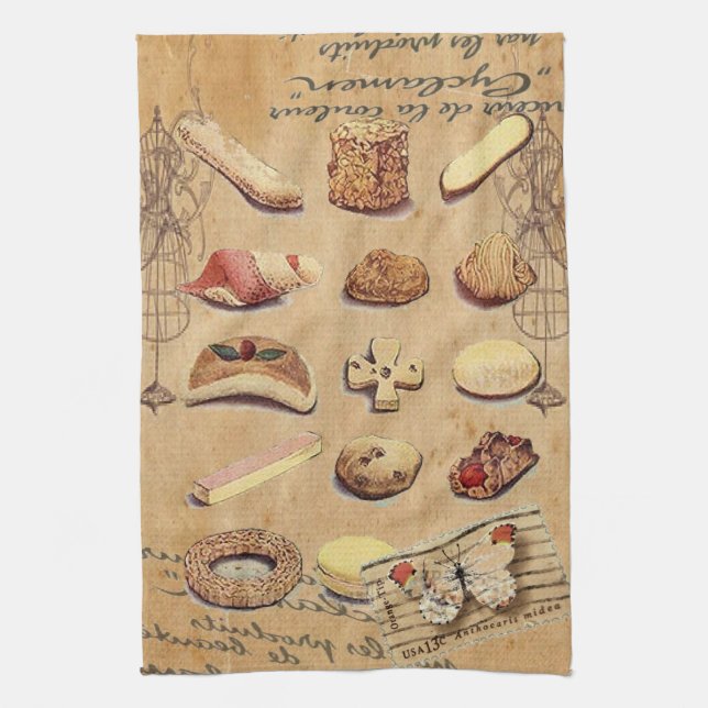french bakery pastry cookies cake dessert tea towel (Vertical)