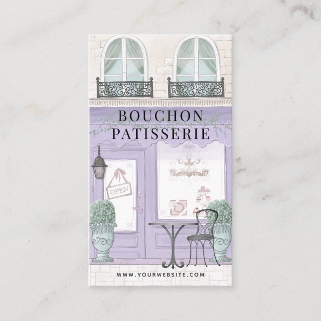 French Bakery Patisserie Cafe Lavender Purple Business Card (Front)