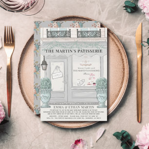 French Bakery Patisserie Grey Baby Shower by Mail Invitation